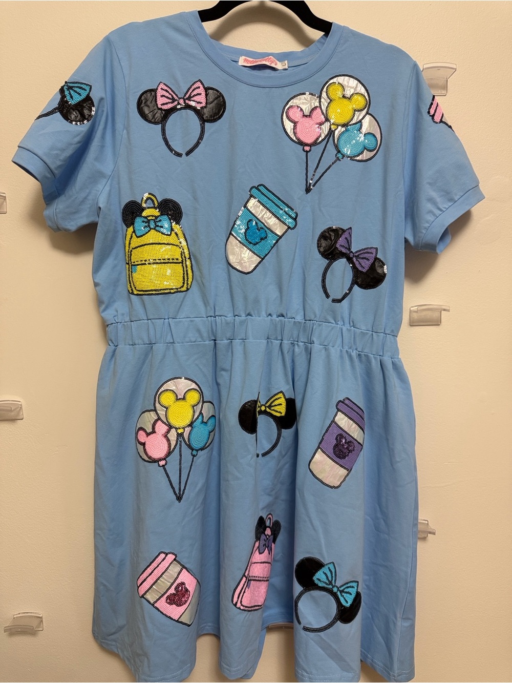 Women’s Light Blue Minnie Sequin Short Sleeve Dress - NWOT
